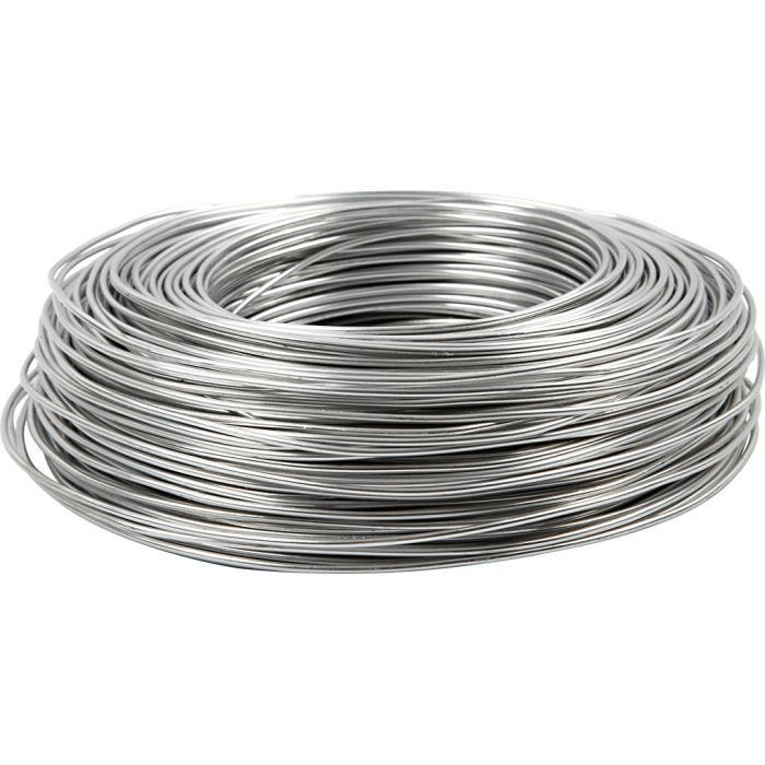 Filo di alluminio, cerchio, spess. 2 mm, argento, 100 m/ 1 rot.