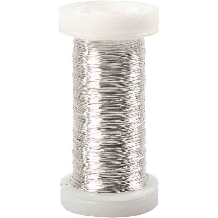 Filo argentato, spess. 0,3 mm, placcato argento, 50 g, 100 m/ 1 rot.