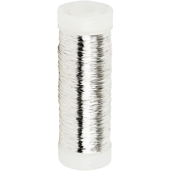 Filo argentato, spess. 0,2 mm, placcato argento, 50 g, 110 m/ 1 rot.