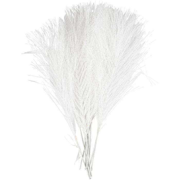 Piume artificiali, L: 15 cm, L: 8 cm, bianco, 10 pz/ 1 conf.