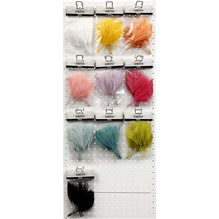 Piume artificiali, L: 15 cm, L: 8 cm, colori asst., 10x10 conf./ 1 conf.