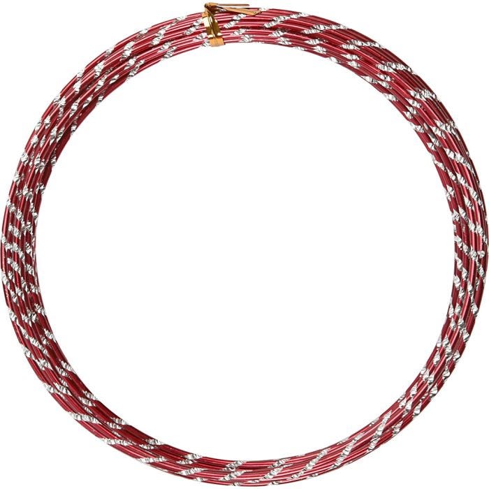Filo di aluminio, diamantato, spess. 2 mm, rosso, 7 m/ 1 rot.