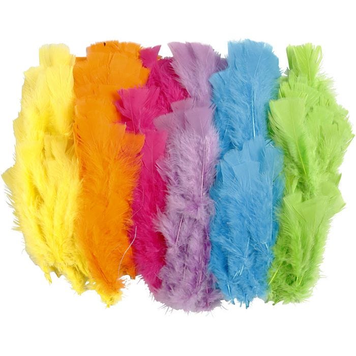 Piume, L: 11-17 cm, colori asst., 144 pacch./ 1 conf.