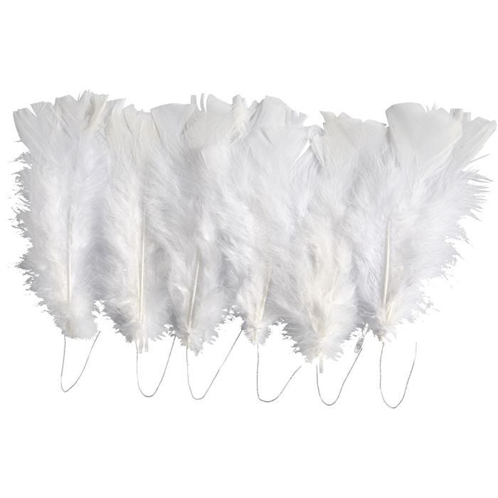 Piume, L: 11-17 cm, bianco, 18 pacch./ 1 conf.