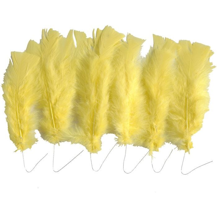 Piume, L: 11-17 cm, giallo, 18 pacch./ 1 conf.