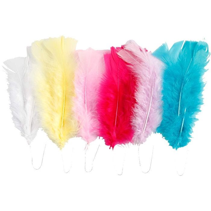 Piume, L: 11-17 cm, colori asst., 18 pacch./ 1 conf.
