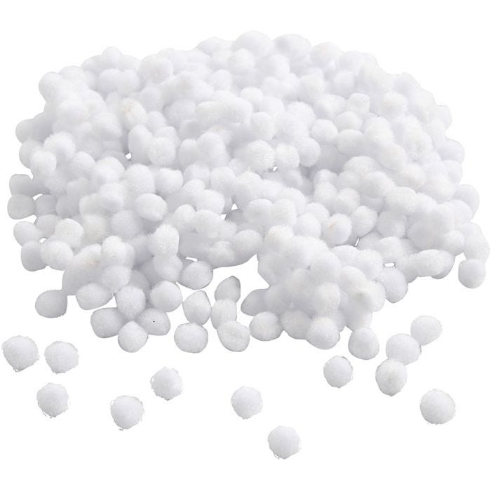 Pon-pon, diam 5 mm, bianco, 550 pz/ 1 conf.
