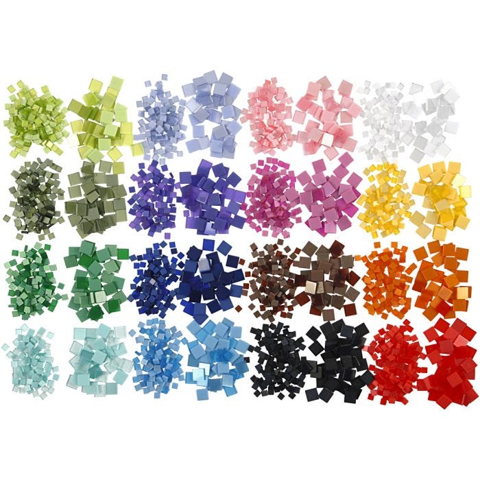 Mini mosaico, misura 5x5+10x10 mm, spess. 2 mm, 32x25 g/ 1 conf.