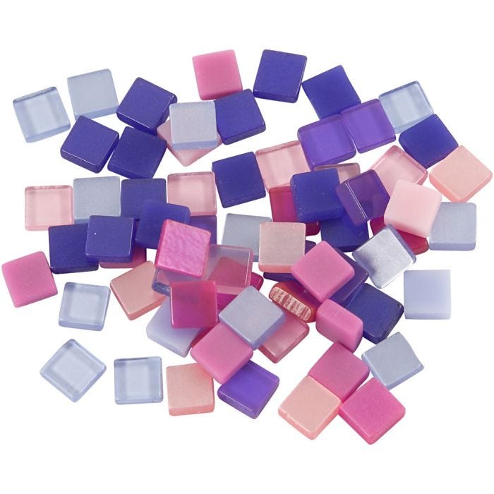 Mini mosaico, misura 5x5 mm, spess. 2 mm, viola/viola scuro, 25 g/ 1 conf.