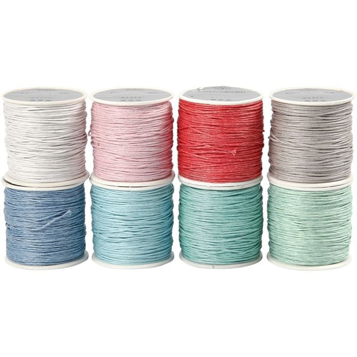 Laccio di cotone, spess. 1 mm, colori asst., 8x40 m/ 1 conf.