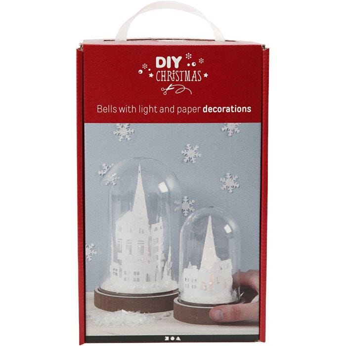 Kit per campane con decorazioni all'iinterno, H: 12,5+18 cm, 2 pz/ 1 conf.