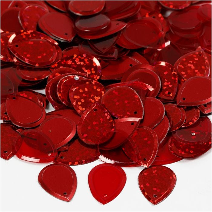Lustrini, goccia, misura 14x19 mm, rosso, 50 g/ 1 conf.