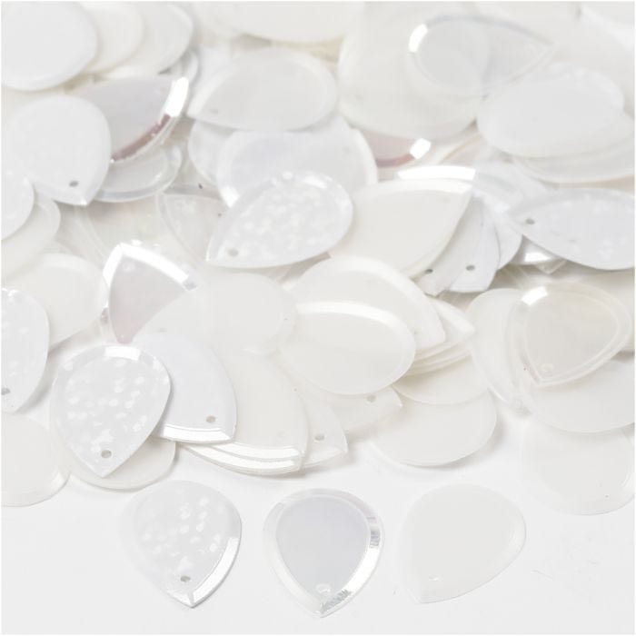 Lustrini, goccia, misura 14x19 mm, bianco, 50 g/ 1 conf.