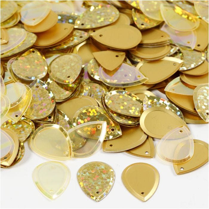 Lustrini, goccia, misura 14x19 mm, oro, 50 g/ 1 conf.