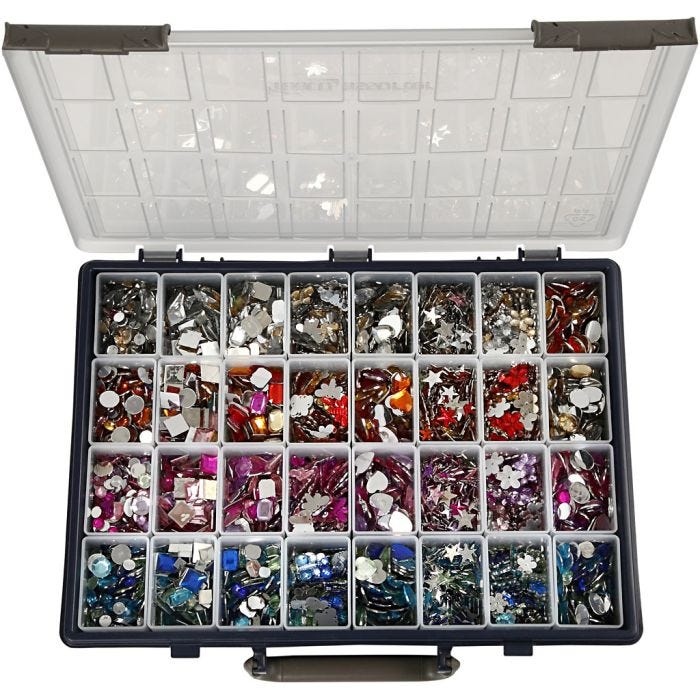 Strass, diam 6-16 mm, colori asst., 32x360 pz/ 1 conf.