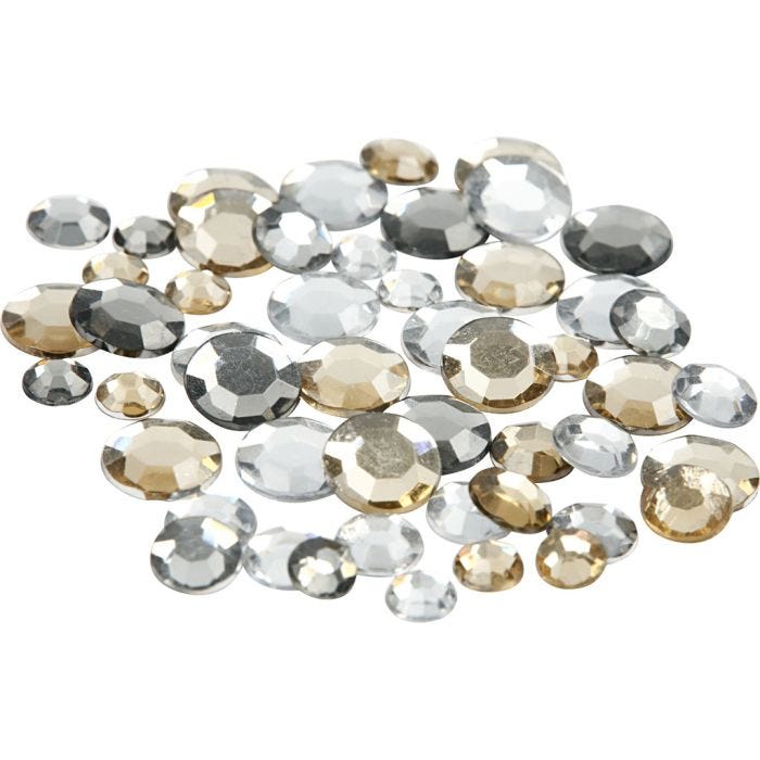 Strass, rotondo, misura 6+9+12 mm, petrolio dorato, 360 pz/ 1 conf.