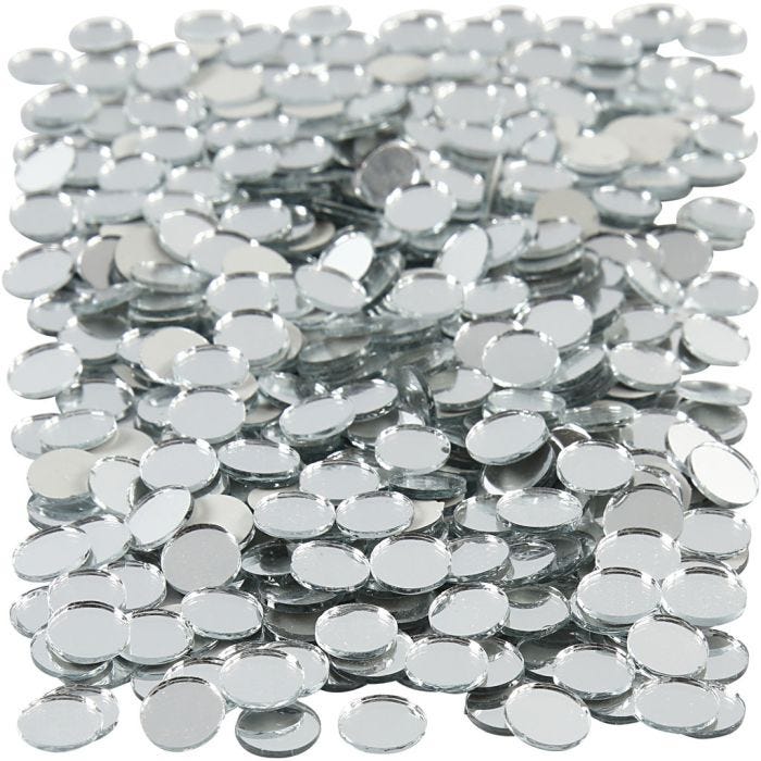 Tessere a specchio per mosaico, rotondo, diam 10 mm, spess. 2 mm, 500 pz/ 1 conf.