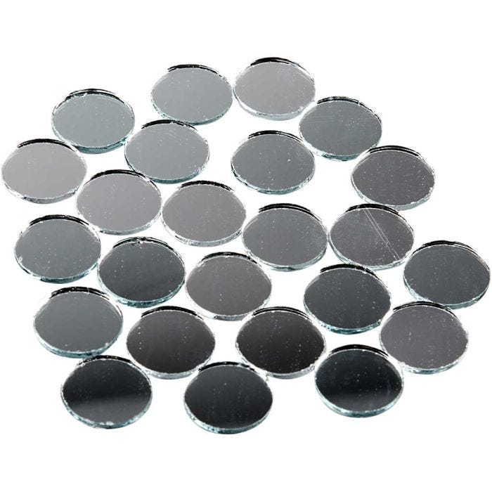 Tessere a specchio per mosaico, rotondo, diam 18 mm, spess. 2 mm, 400 pz/ 1 conf.