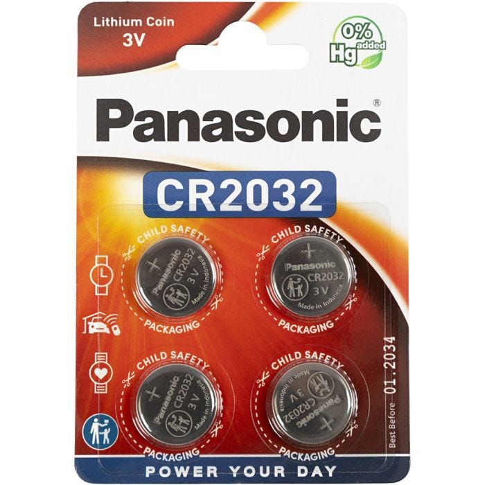 Batterie, dim. CR2032, 4 pz/ 1 conf.