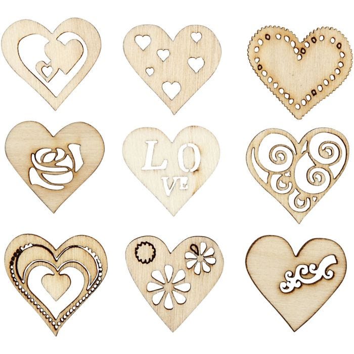 Decorazioni in legno, love, misura 28 mm, 45 pz/ 1 conf.