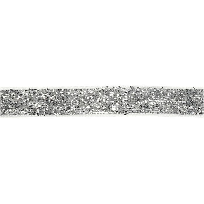 Nastro decorativo, L: 10 mm, argento, 5 m/ 1 rot.