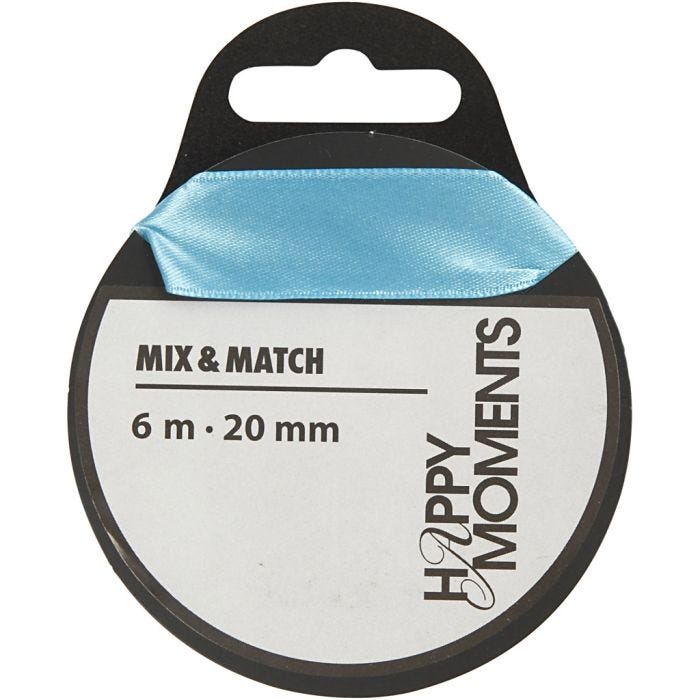Nastro di raso, L: 20 mm, azzurro, 6 m/ 1 rot.