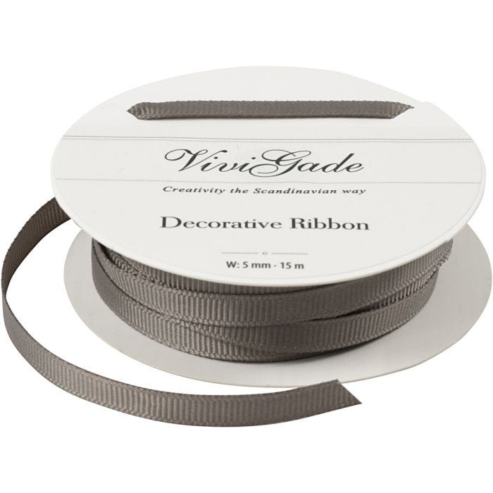 Nastro decorativo, L: 6 mm, grigio, 15 m/ 1 rot.