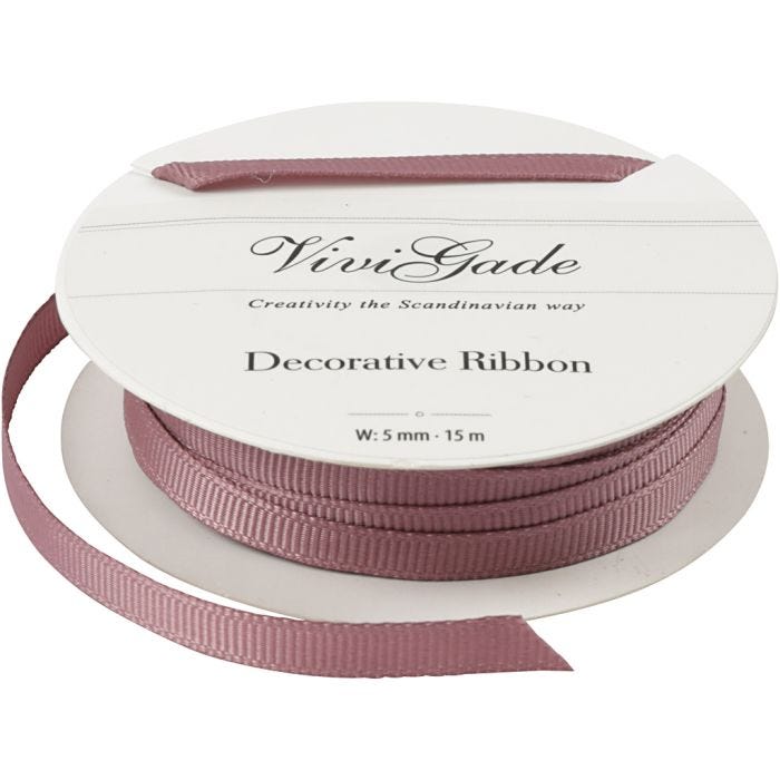 Nastro decorativo, L: 6 mm, rosato, 15 m/ 1 rot.