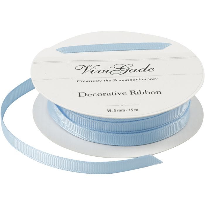Nastro decorativo, L: 6 mm, azzurro, 15 m/ 1 rot.