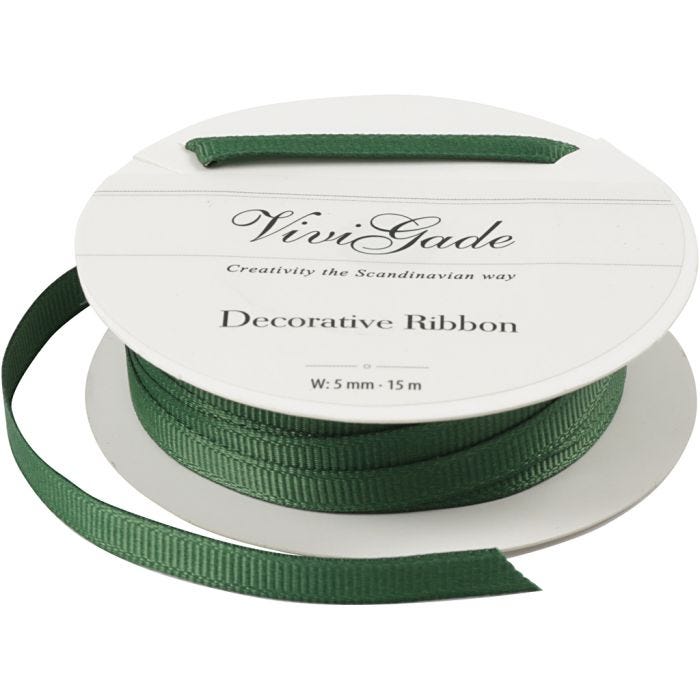 Nastro decorativo, L: 6 mm, verde, 15 m/ 1 rot.