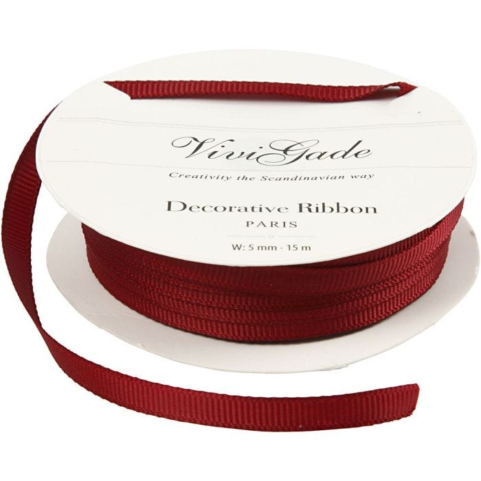 Nastro decorativo, L: 6 mm, rosso, 15 m/ 1 rot.