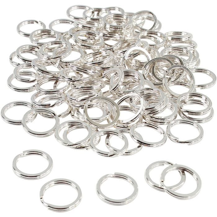 Anello portachiavi, diam 15 mm, placcato argento, 100 pz/ 1 conf.