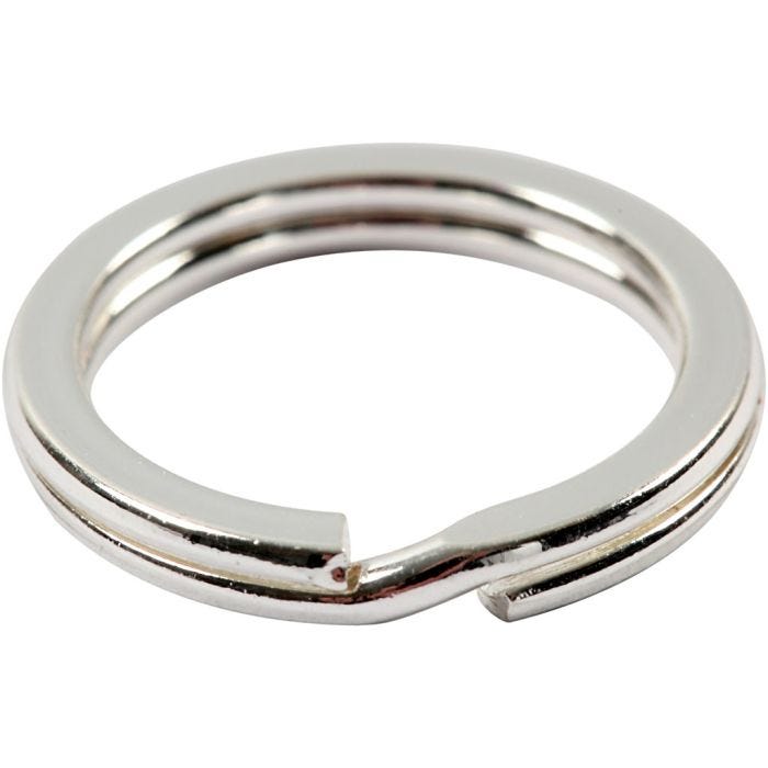 Anello portachiavi, diam 15 mm, placcato argento, 15 pz/ 1 conf.