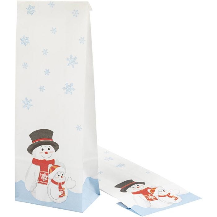 Sacchetto regalo di Natale, motivi natalizi, H: 28 cm, misura 6x10 cm, 60 g, 100 pz/ 1 conf.