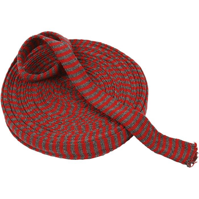 Tubolare di maglia, L: 30 mm, rosso natalizio/verde, 10 m/ 1 rot.