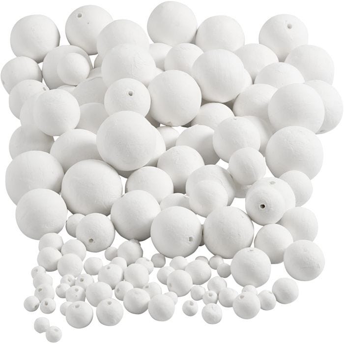 Pallina, diam 12+15+20+30+40+50 mm, bianco, 240 pz/ 1 conf.