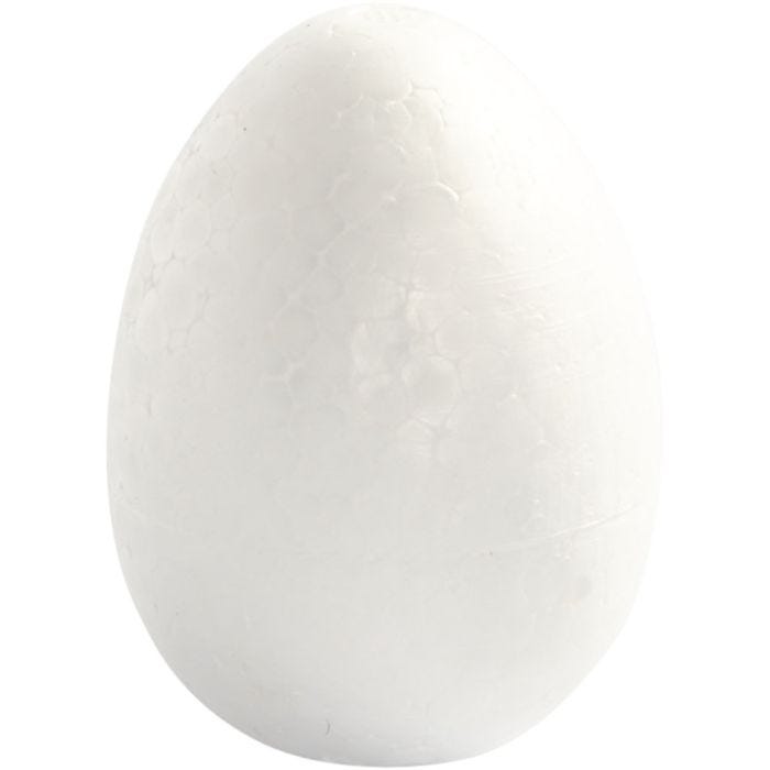 Uova di polistirolo, H: 8 cm, bianco, 5 pz/ 1 conf.