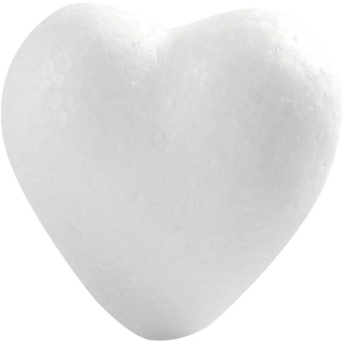 Cuori di polistirolo, H: 6 cm, P: 3 cm, L: 6 cm, bianco, 50 pz/ 1 conf.