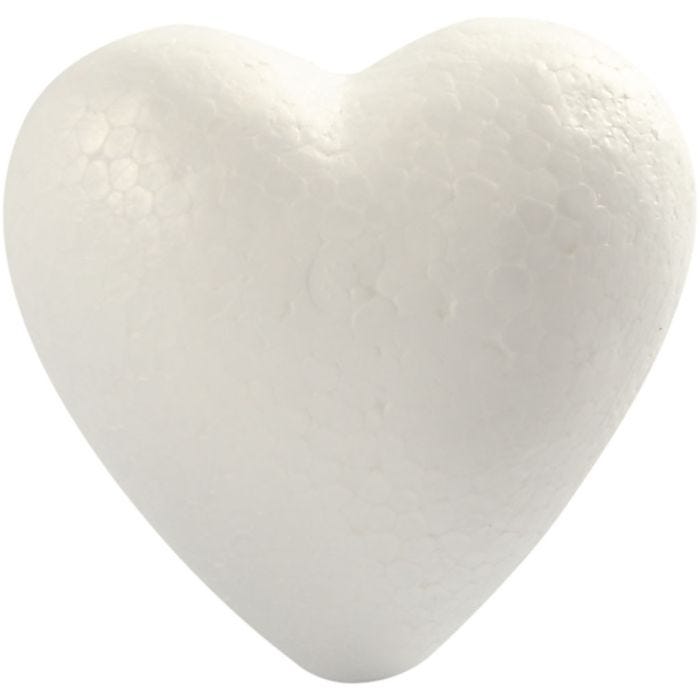 Cuori di polistirolo, H: 8 cm, P: 4,5 cm, L: 8 cm, bianco, 5 pz/ 1 conf.