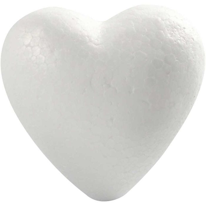 Cuori di polistirolo, H: 8 cm, P: 4,5 cm, L: 8 cm, bianco, 50 pz/ 1 conf.