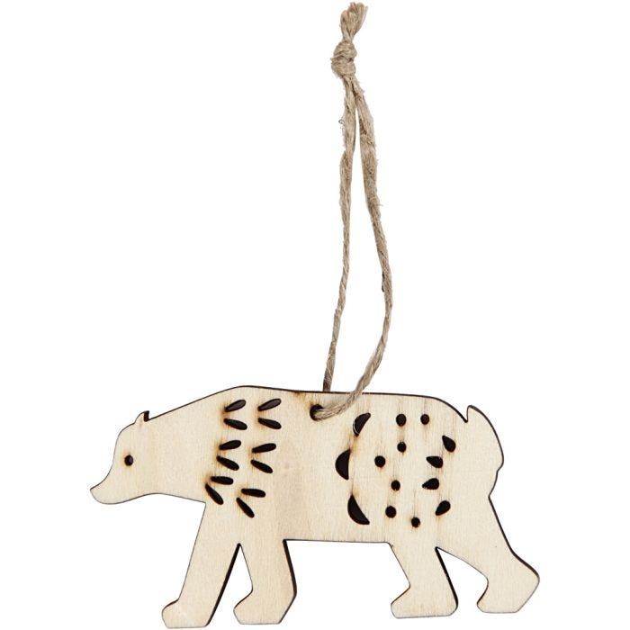 Ornamento, orso polare, H: 4,5 cm, P: 0,5 cm, L: 7,5 cm, 4 pz/ 1 conf.