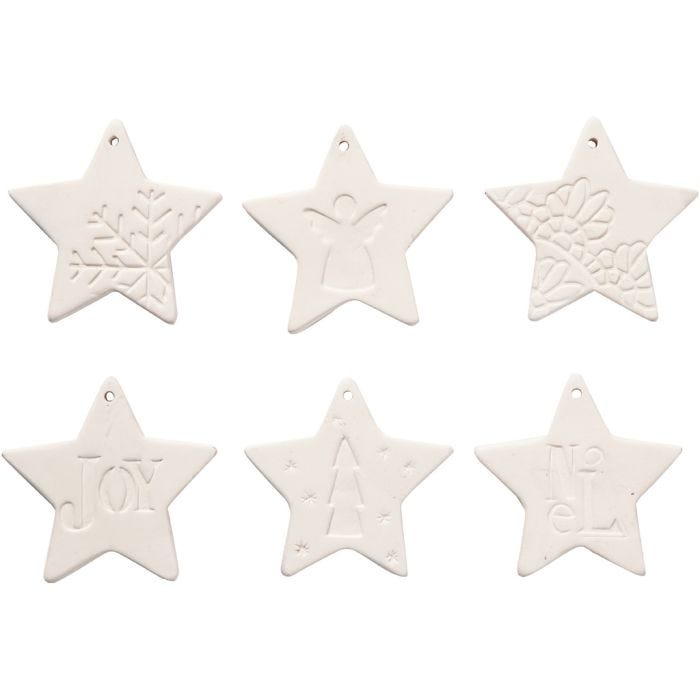 Decorazioni pendenti, stella, misura 7x7 cm, bianco, 6 pz/ 1 conf.