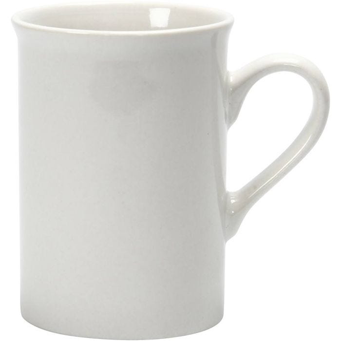 Tazza di porcellana, H: 10 cm, diam 7,4 cm, bianco, 2 pz/ 1 conf.