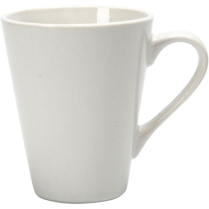 Tazza di porcellana, H: 10 cm, diam 5-8 cm, 250 ml, bianco, 12 pz/ 1 conf.