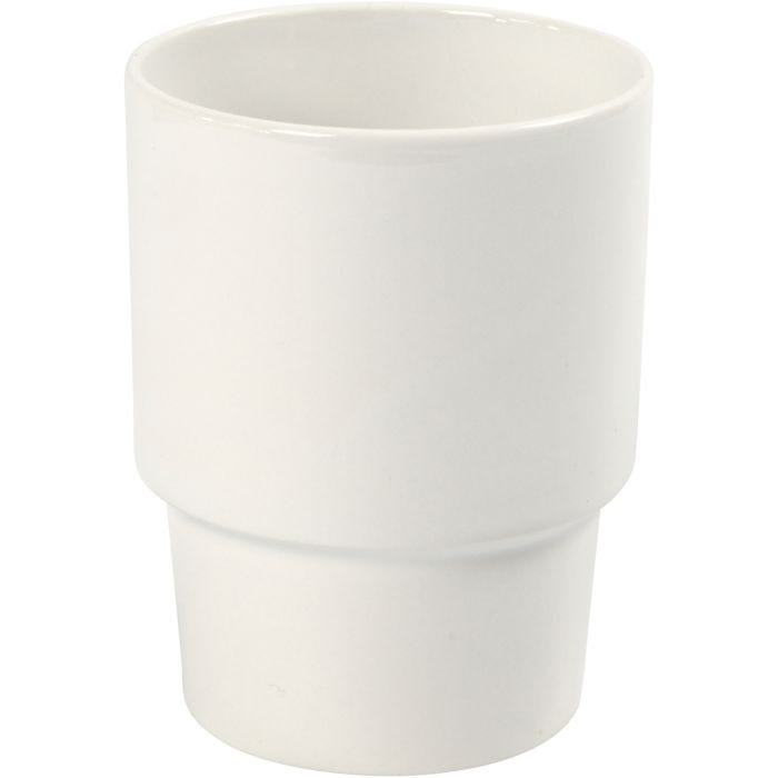 Tazza, H: 11 cm, diam 8,5 cm, bianco, 2 pz/ 1 conf.