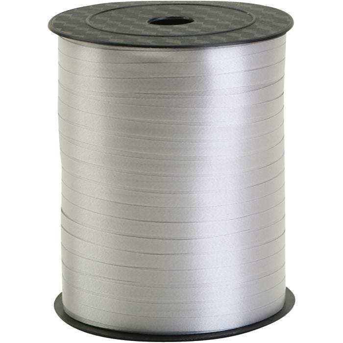 Nastro arricciabile, L: 5 mm, argento, 400 m/ 1 rot.
