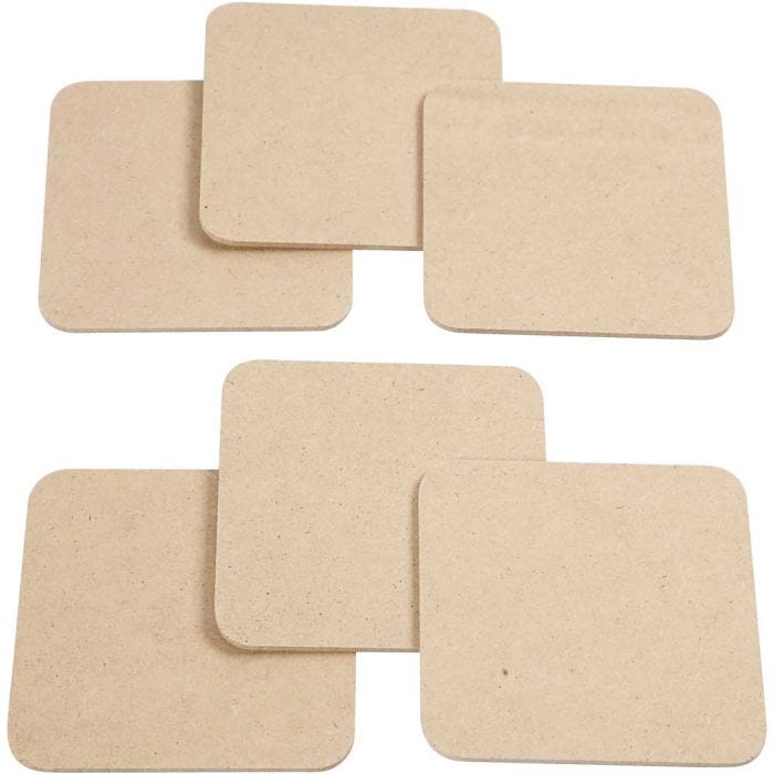 Sottobicchiere, misura 10x10 cm, spess. 3 mm, 6 pz/ 1 conf.