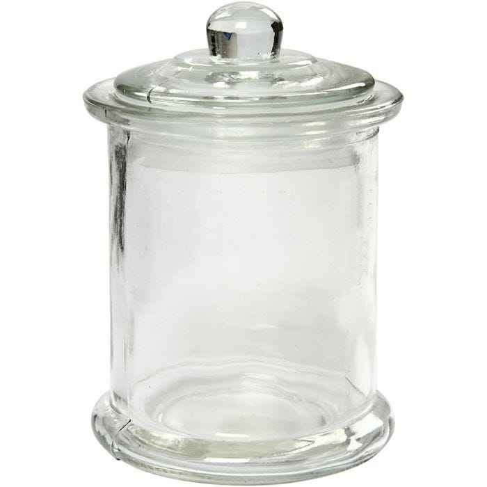 Barattolo con tappo, H: 14,5 cm, diam 8 cm, 10 pz/ 1 conf.