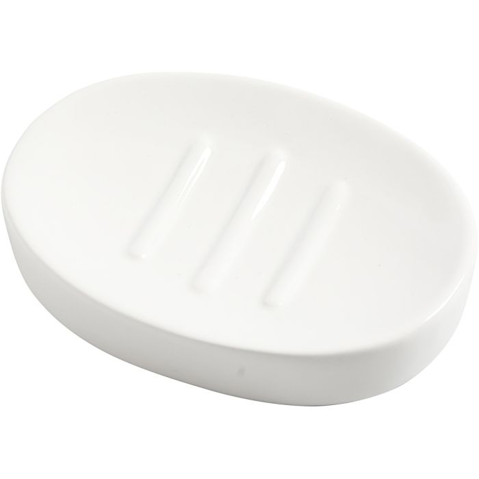 Portasapone, H: 2,5 cm, L: 13,5 cm, L: 10 cm, bianco, 1 pz