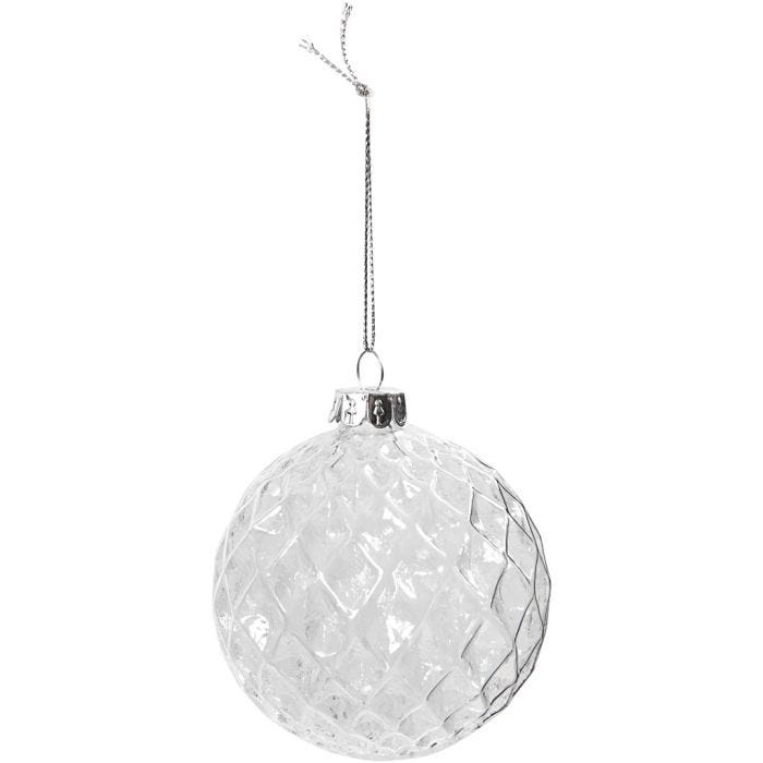 Palla di vetro sfaccettata, diam 7,8 cm, transparent, 4 pz/ 1 conf.